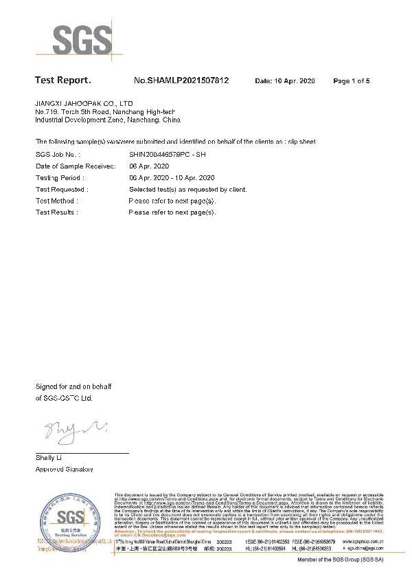 Paper Slip Sheet SGS